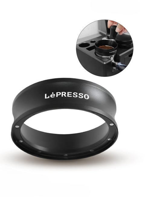 Magnetic 58mm Espresso Dosing Funnel / Aluminum Alloy / 10 Magnets / Even Distribution - Black